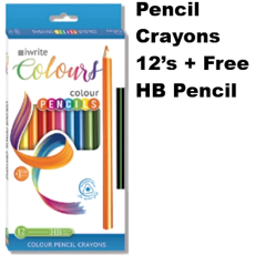 Iwrite Colours 12's Colour Pencils, Long + FREE PENCIL